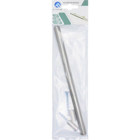 Poignée barre acier inox brossé L207 mm entraxe 128 mm