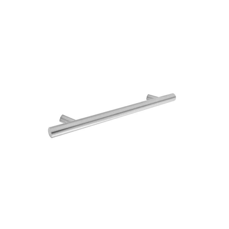 Poignée barre acier et zamak nickelé L188 mm entraxe 128 mm
