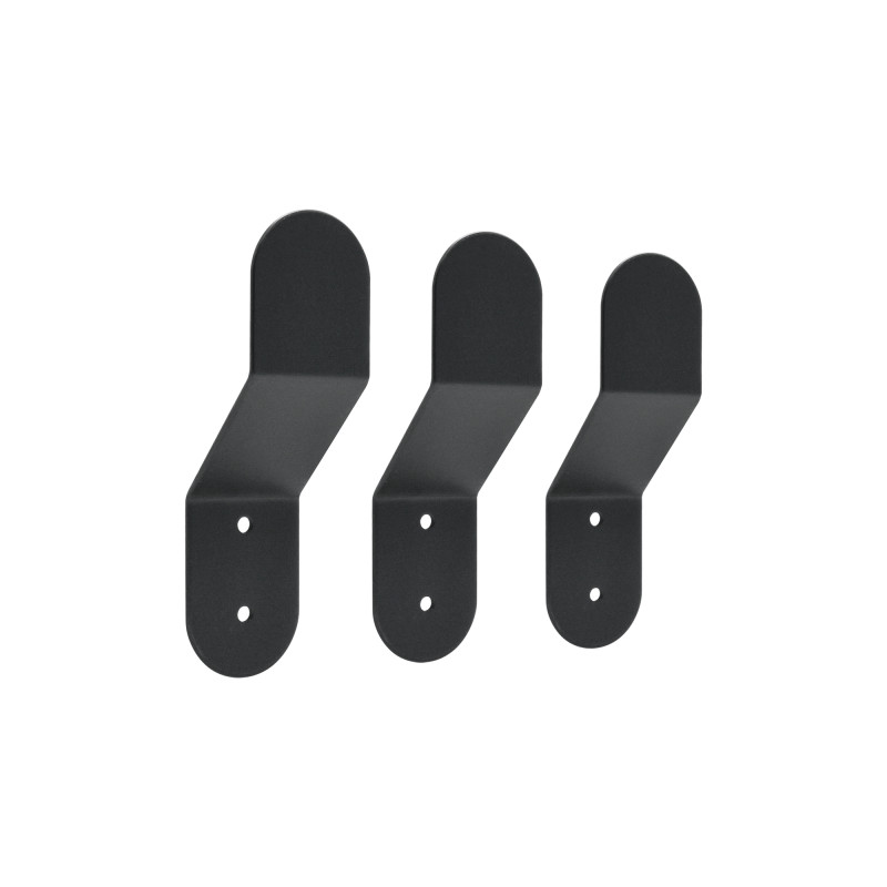 Lot de 3 patères Quad métal acier noir 1 tête 40x40 mm