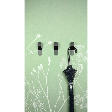 Lot de 3 patères Quad métal acier noir 1 tête 40x40 mm