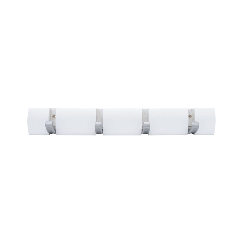 Patère rabattable pin blanc 4 têtes zamak chromé L370 mm