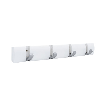 Patère rabattable pin blanc 4 têtes zamak chromé L370 mm