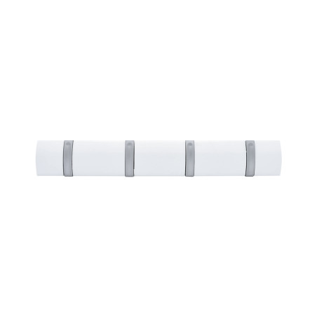 Patère rabattable pin blanc 4 têtes zamak chromé L370 mm