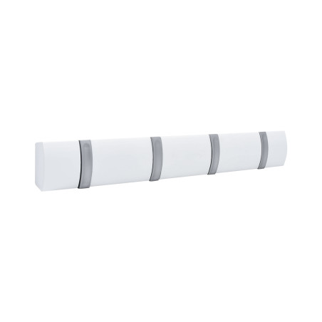 Patère rabattable pin blanc 4 têtes zamak chromé L370 mm