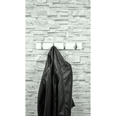 Patère rabattable pin blanc 4 têtes zamak chromé L370 mm