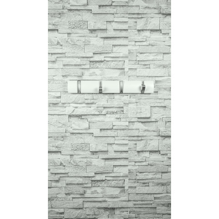 Patère rabattable pin blanc 4 têtes zamak chromé L370 mm
