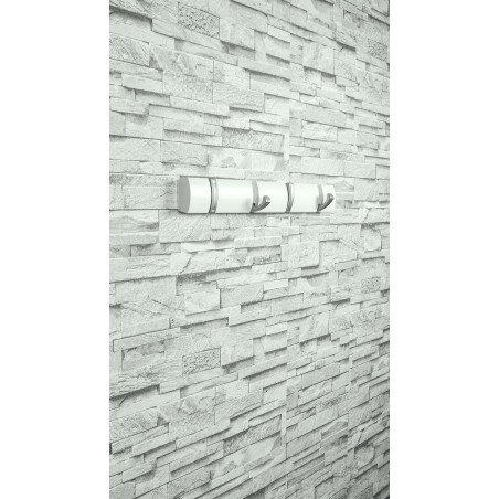 Patère rabattable pin blanc 4 têtes zamak chromé L370 mm