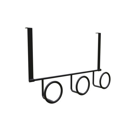 Patère filaire Ring haut de porte acier noir 3 têtes L330 mm