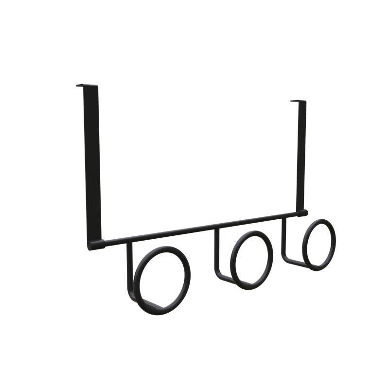 Patère filaire Ring haut de porte acier noir 3 têtes L330 mm