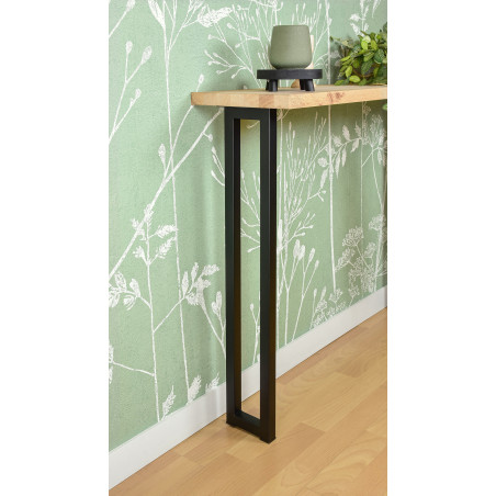 Pied de meuble Vintage acier noir 25x25 mm L120 mm H710 mm