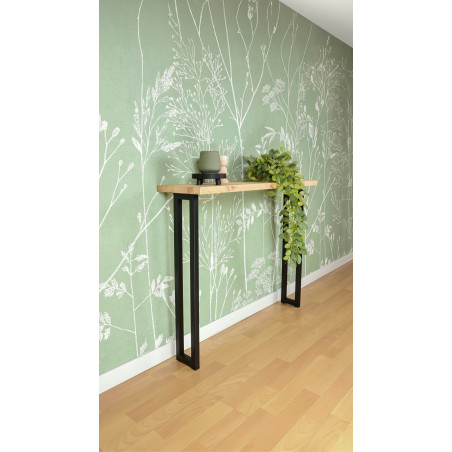 Pied de meuble Vintage acier noir 25x25 mm L120 mm H710 mm