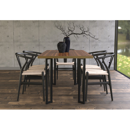 Pied de meuble Vintage acier noir 25x25 mm L120 mm H710 mm
