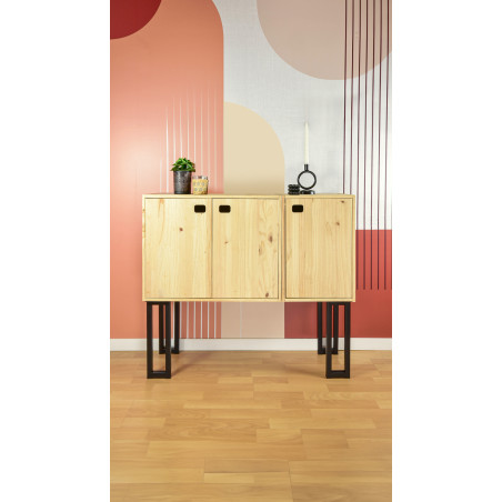 Pied de meuble Vintage acier noir 25x25 mm L120 mm H400 mm