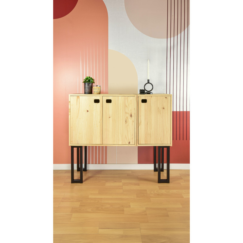 Pied de meuble Vintage acier noir 25x25 mm L120 mm H400 mm