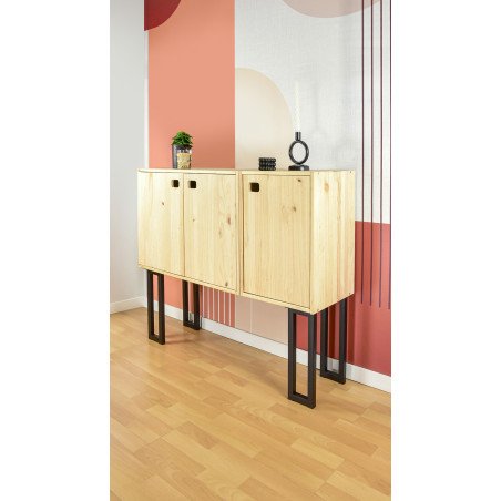 Pied de meuble Vintage acier noir 25x25 mm L120 mm H400 mm