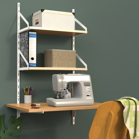 Lot de 2 consoles Déco acier blanc pour crémaillère P220 mm