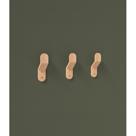 Lot de 3 patères Quad à fixer hêtre multiplis 1 tête 40x40 mm
