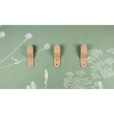 Lot de 3 patères Quad à fixer hêtre multiplis 1 tête 40x40 mm