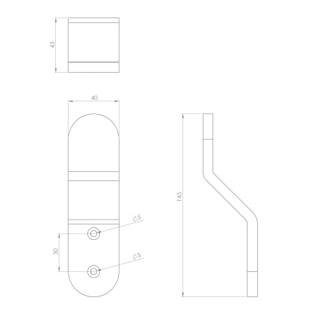 Lot de 3 patères Quad à fixer hêtre multiplis 1 tête 40x40 mm