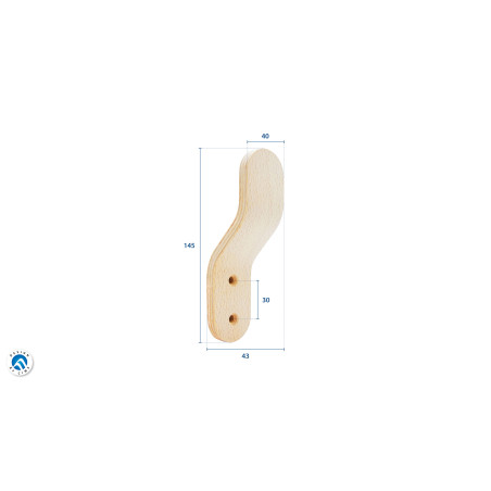 Lot de 3 patères Quad à fixer hêtre multiplis 1 tête 40x40 mm
