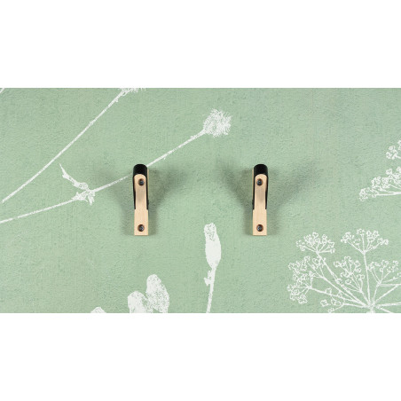 Lot de 2 patères Sam hêtre brut et acier noir L20 mm H100 mm