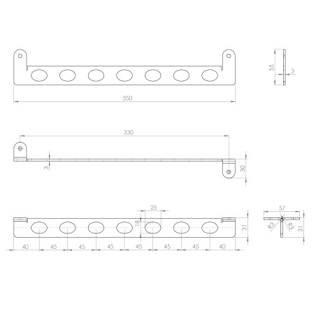Mini penderie sous pente acier blanc mat L350 mm H55 mm