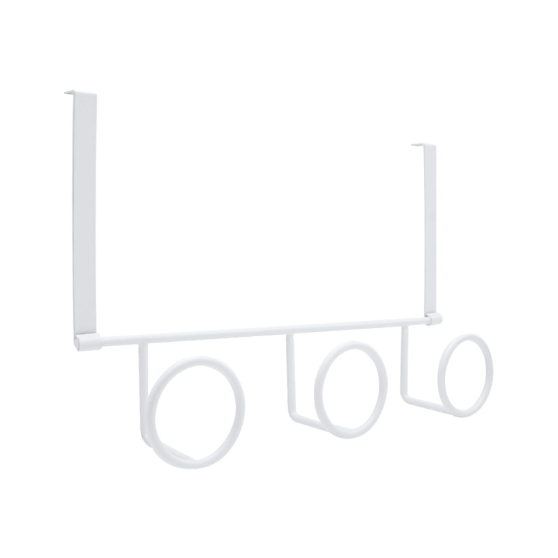 Patère filaire Ring haut de porte acier blanc 3 têtes L330 mm