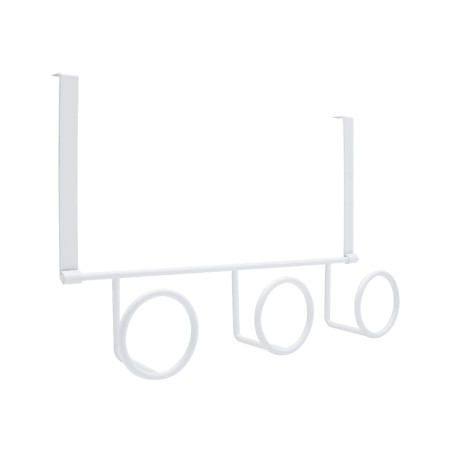Patère filaire Ring haut de porte acier blanc 3 têtes L330 mm