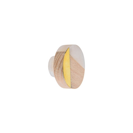 Bouton rond bois et laiton poli nacré Ø38 mm P22 mm