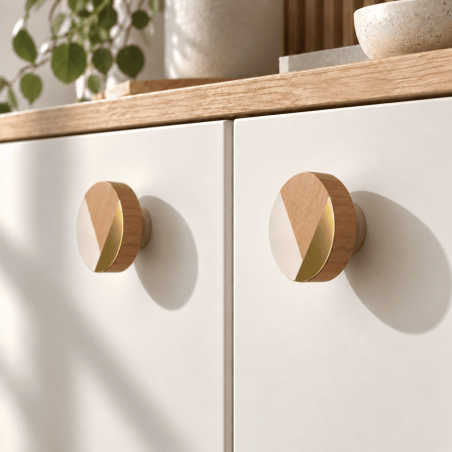 Boutons géométriques en bois et laiton