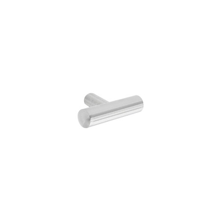 Bouton T acier et zamak nickelé brossé L49 mm P30 mm