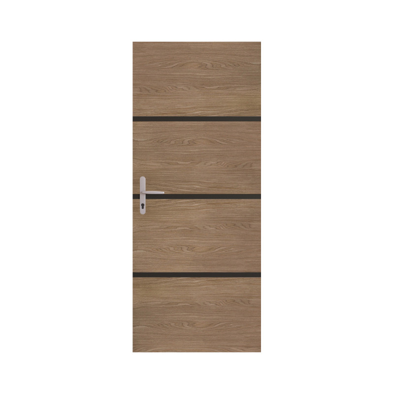 Kit de rénovation de porte décor chêne fumé profil noir adhésif