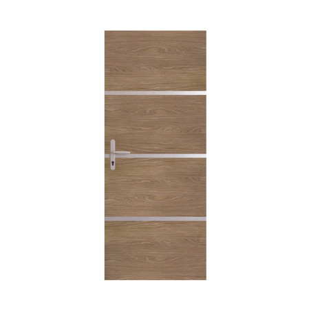 Kit rénovation porte décor chêne fumé et profilés gris alu