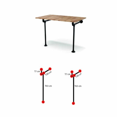 Bureau industriel métal et bois