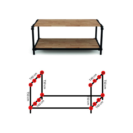 Table basse industrielle 2 plateaux