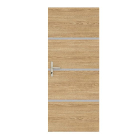 Kit rénovation porte décor chêne et profilés gris alu