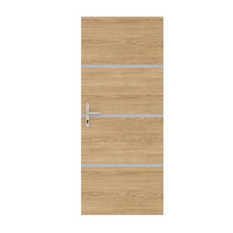 Kit rénovation porte décor chêne et profilés gris alu