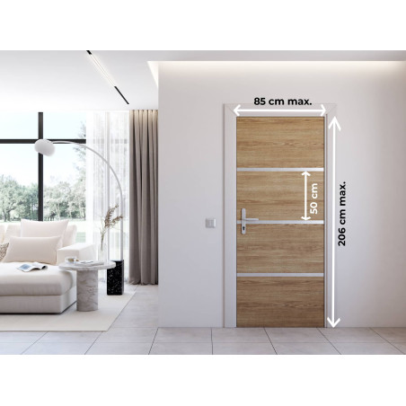 Kit rénovation porte décor chêne et profilés gris alu