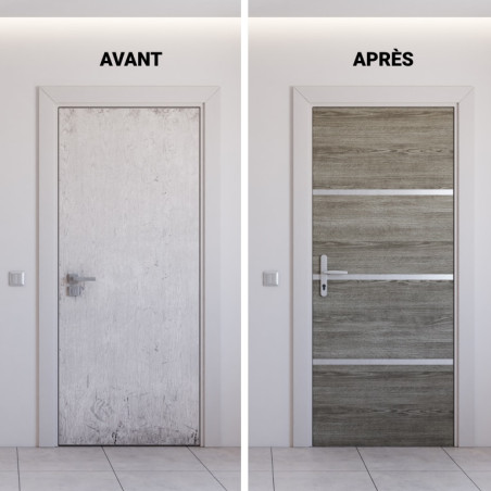 Kit rénovation porte chêne greige et profilés gris alu