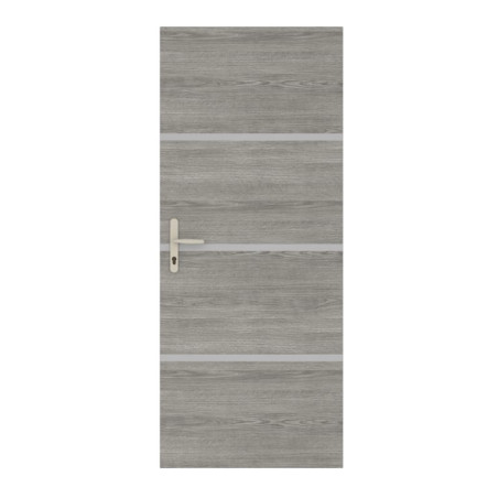 Kit rénovation porte chêne greige et profilés gris alu