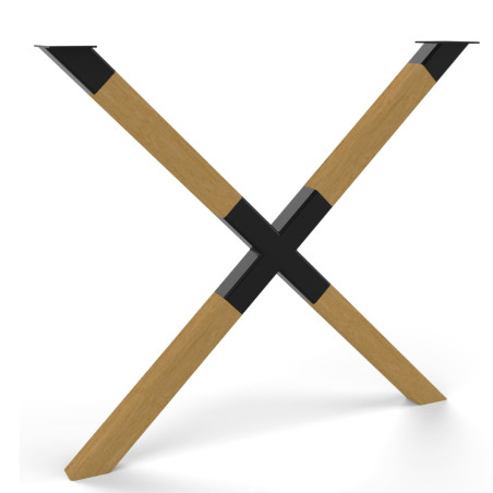 Pied en X en bois et métal