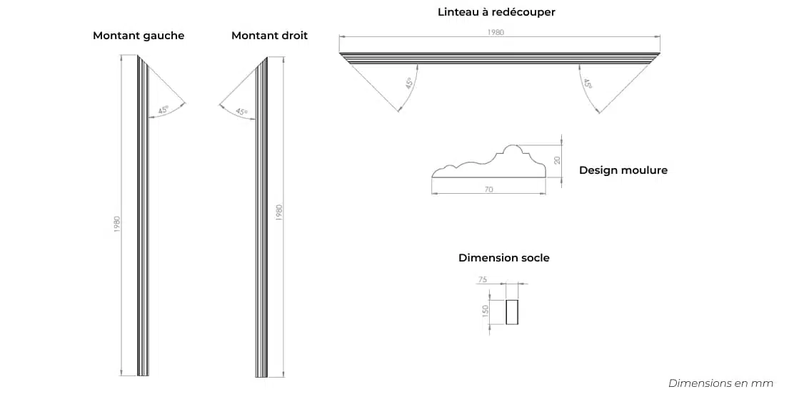 Chambranle de porte pour habillage contour de porte