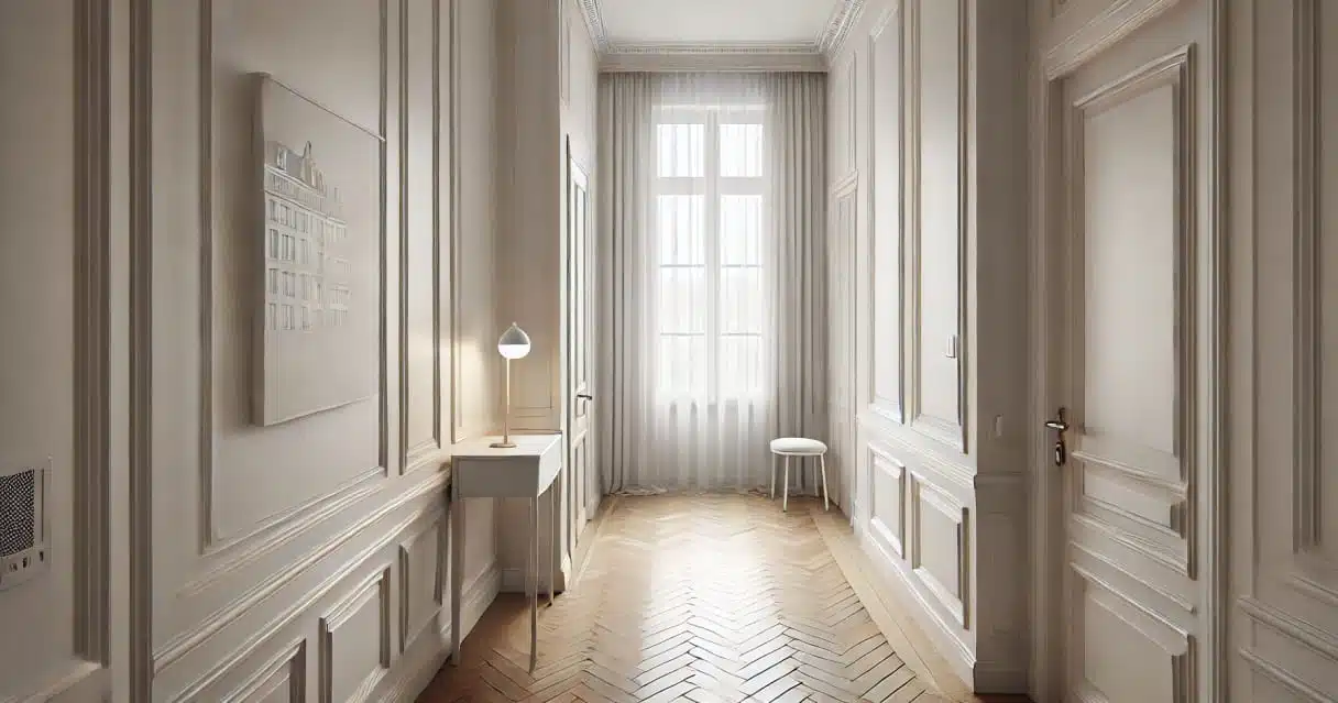 Décoration intérieure haussmannienne dans un couloir