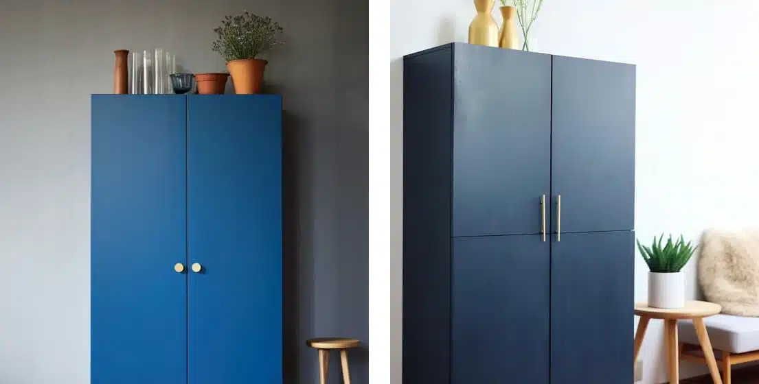 Meuble IKEA repeint avec une peinture bleu