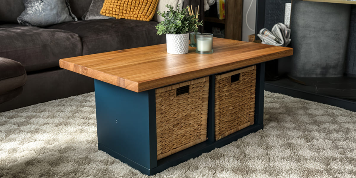 Meuble IKEA avec planche bois massif pour faire une table basse