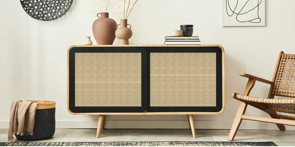 Meuble scandinave avec cannage