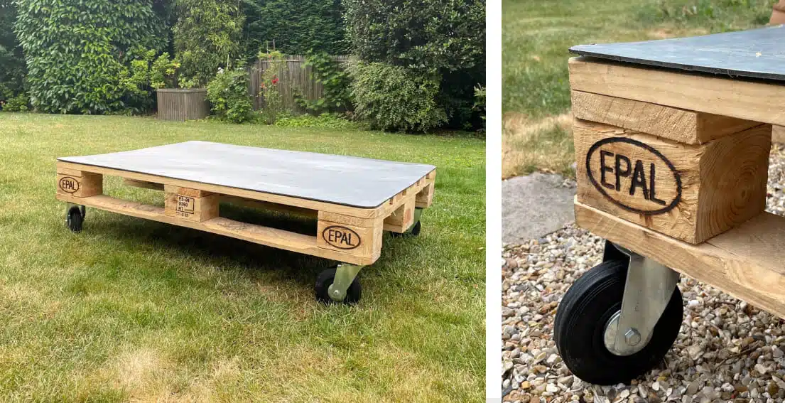 fabrication table basse palette et roulette