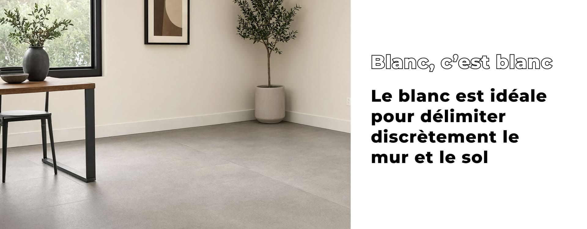Plinthe blanche sur mur blanc