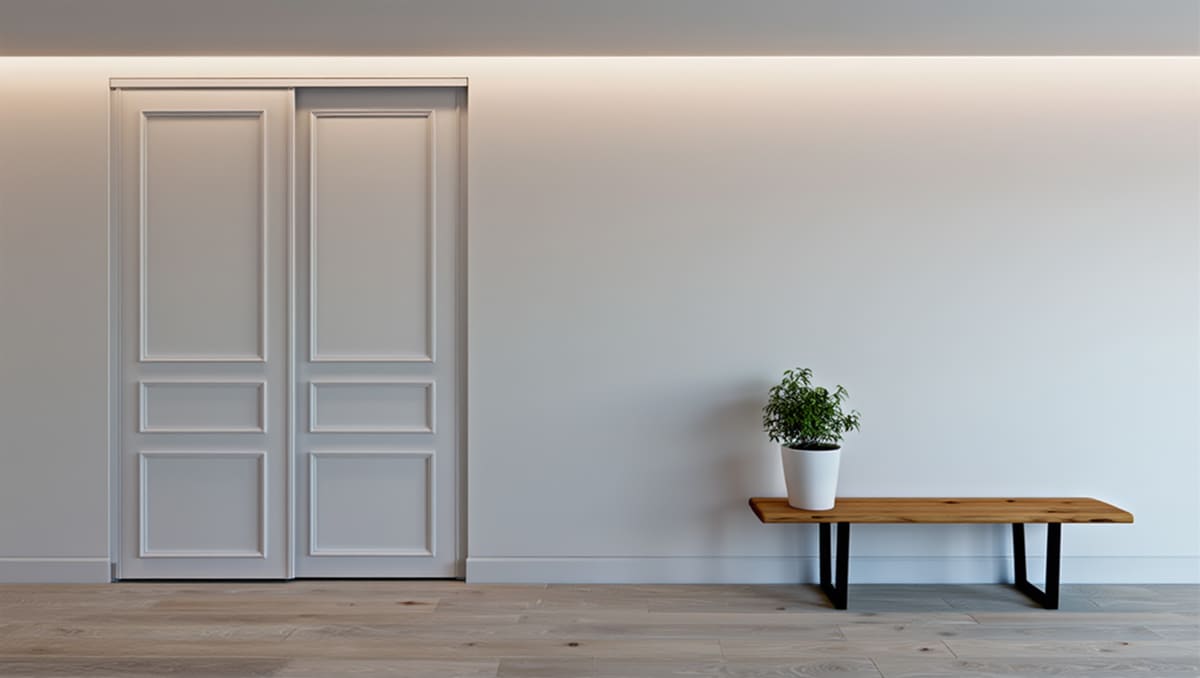 Porte de placard blanche avec des moulure