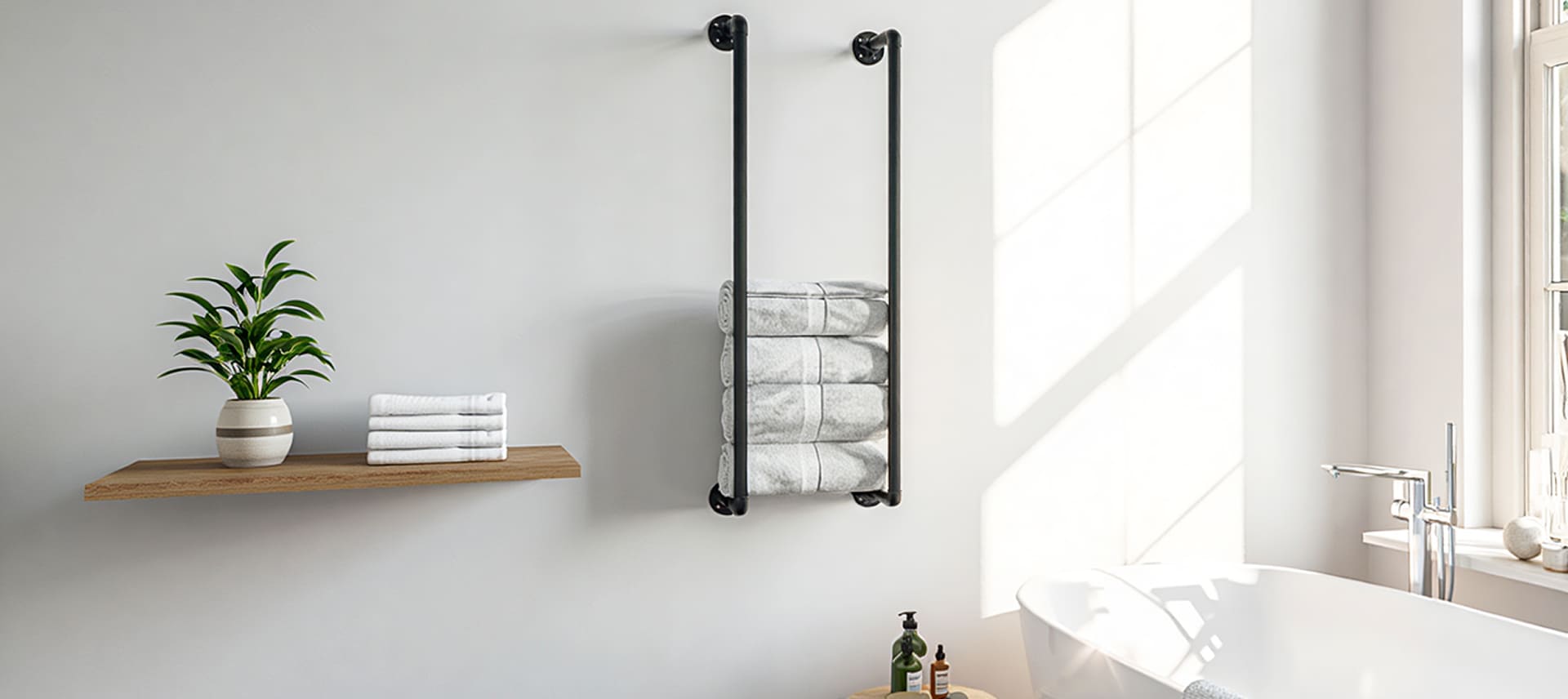 Porte serviette dans la de bain avec baignoire